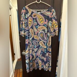 MSK Women’s paisley print pullover 3/4 Sleeve Dress SZ 3x